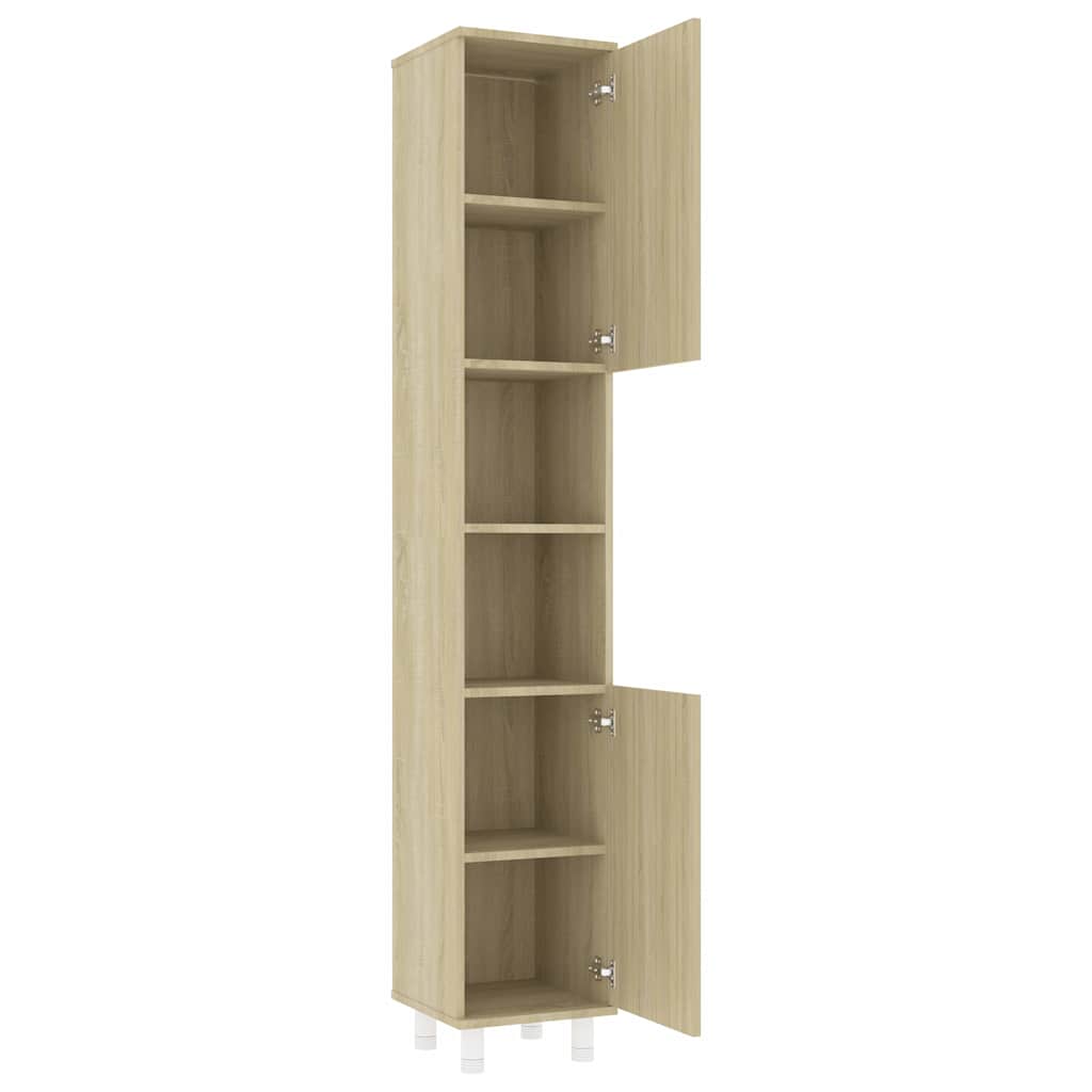 3 Piece Bathroom Furniture Set Sonoma Oak Engineered Wood
