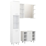 3 Piece Bathroom Furniture Set High Gloss White Engineered Wood - Front View