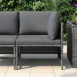Sectional Corner Sofa with Cushions Grey Poly Rattan - Side View