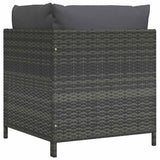 Sectional Corner Sofa with Cushions Grey Poly Rattan - Rear View