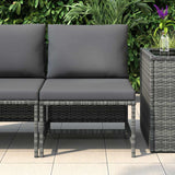 Sectional Middle Sofa with Cushions Grey Poly Rattan - Side View