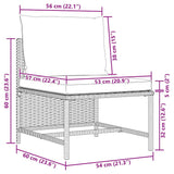 Sectional Middle Sofa with Cushions Grey Poly Rattan - Low Angle