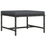 Sectional Footrest with Cushion Grey Poly Rattan