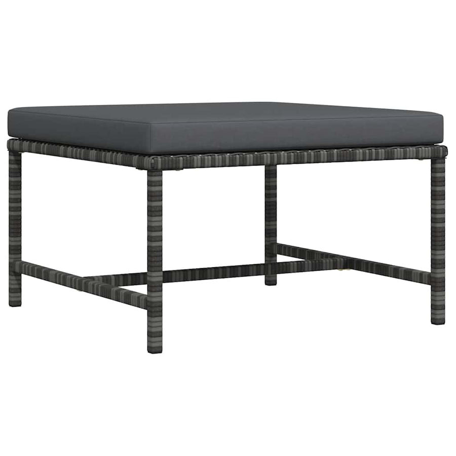 Sectional Footrest with Cushion Grey Poly Rattan