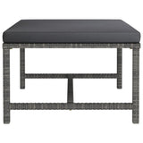 Sectional Footrest with Cushion Grey Poly Rattan - Side View