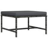 Sectional Footrest with Cushion Grey Poly Rattan