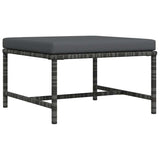 Sectional Footrest with Cushion Grey Poly Rattan - Rear View