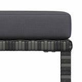 Sectional Footrest with Cushion Grey Poly Rattan - Close-Up Angle