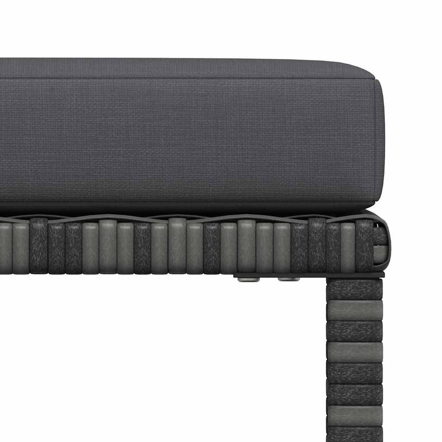 Sectional Footrest with Cushion Grey Poly Rattan
