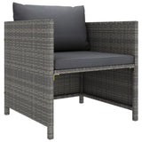 Garden Sofa with Cushions Grey Poly Rattan