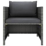 Garden Sofa with Cushions Grey Poly Rattan