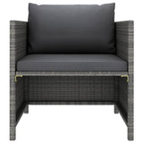 Garden Sofa with Cushions Grey Poly Rattan - Front View