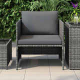 Garden Sofa with Cushions Grey Poly Rattan - Side View