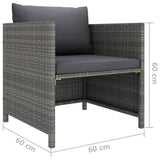 Garden Sofa with Cushions Grey Poly Rattan