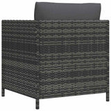 Garden Sofa with Cushions Grey Poly Rattan
