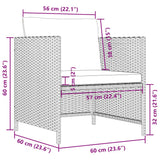 Garden Sofa with Cushions Grey Poly Rattan