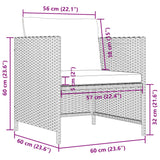 Garden Sofa with Cushions Grey Poly Rattan - Low Angle