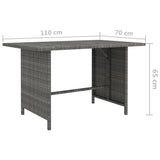 Garden Dining Table Grey 110x70x65 cm Poly Rattan - Top-Down View