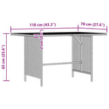 Garden Dining Table Grey 110x70x65 cm Poly Rattan