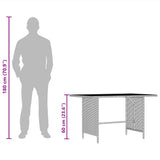 Garden Dining Table Grey 110x70x65 cm Poly Rattan