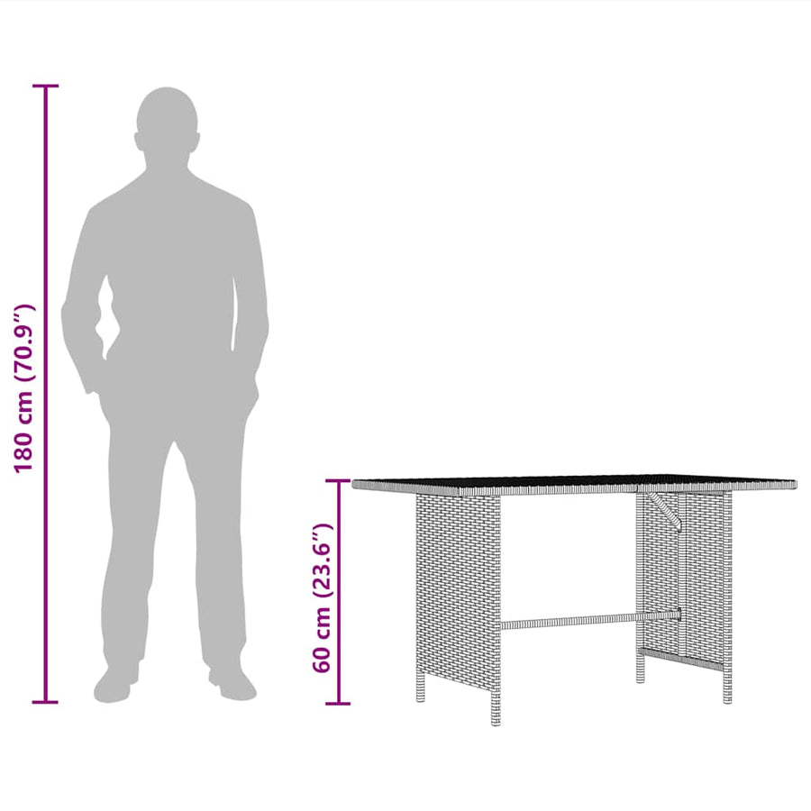 Garden Dining Table Grey 110x70x65 cm Poly Rattan