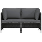 2-Seater Garden Sofa with Cushions Grey Poly Rattan