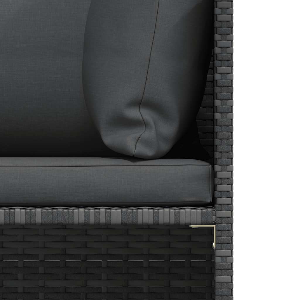 2-Seater Garden Sofa with Cushions Grey Poly Rattan