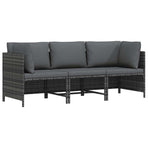 3-Seater Garden Sofa with Cushions Grey Poly Rattan