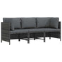 3-Seater Garden Sofa with Cushions Grey Poly Rattan