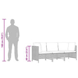 3-Seater Garden Sofa with Cushions Grey Poly Rattan