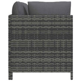 3-Seater Garden Sofa with Cushions Grey Poly Rattan