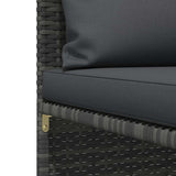 3-Seater Garden Sofa with Cushions Grey Poly Rattan