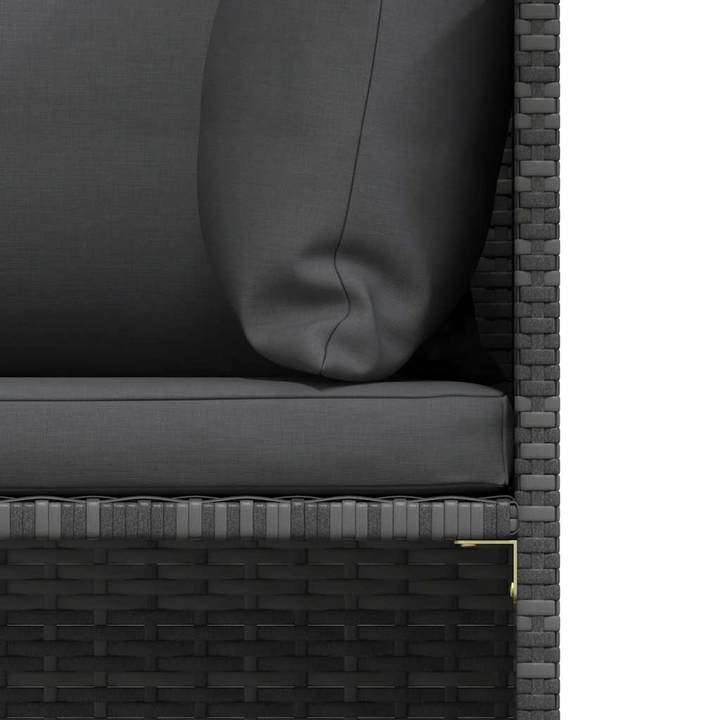 3-Seater Garden Sofa with Cushions Grey Poly Rattan
