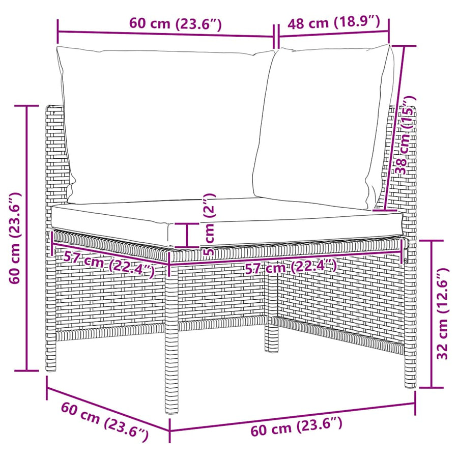 3-Seater Garden Sofa with Cushions Grey Poly Rattan