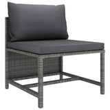 3 Piece Garden Sofa Set with Cushions Grey Poly Rattan - Front View