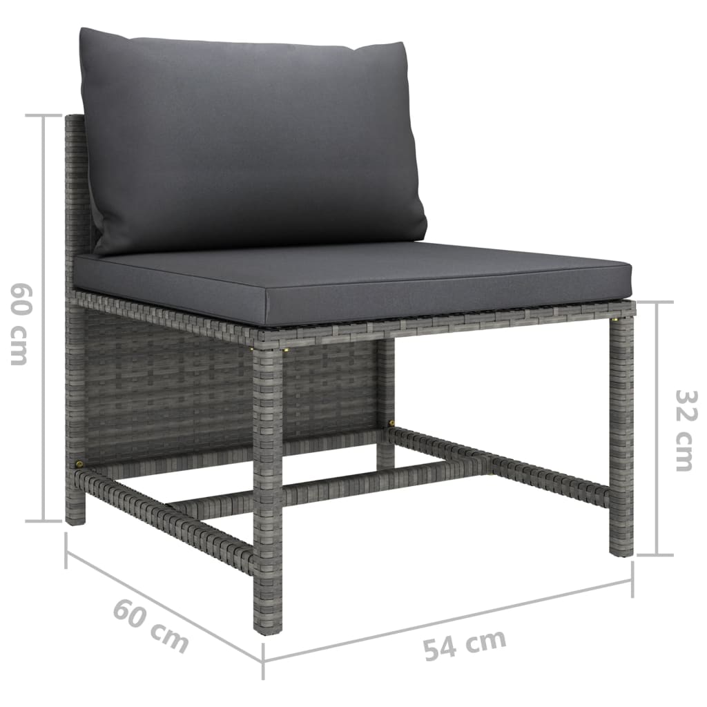 3 Piece Garden Sofa Set with Cushions Grey Poly Rattan