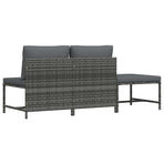3 Piece Garden Sofa Set with Cushions Grey Poly Rattan