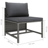 3 Piece Garden Sofa Set with Cushions Grey Poly Rattan - Rear View