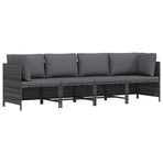 4-Seater Garden Sofa with Cushions Grey Poly Rattan