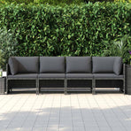 4-Seater Garden Sofa with Cushions Grey Poly Rattan