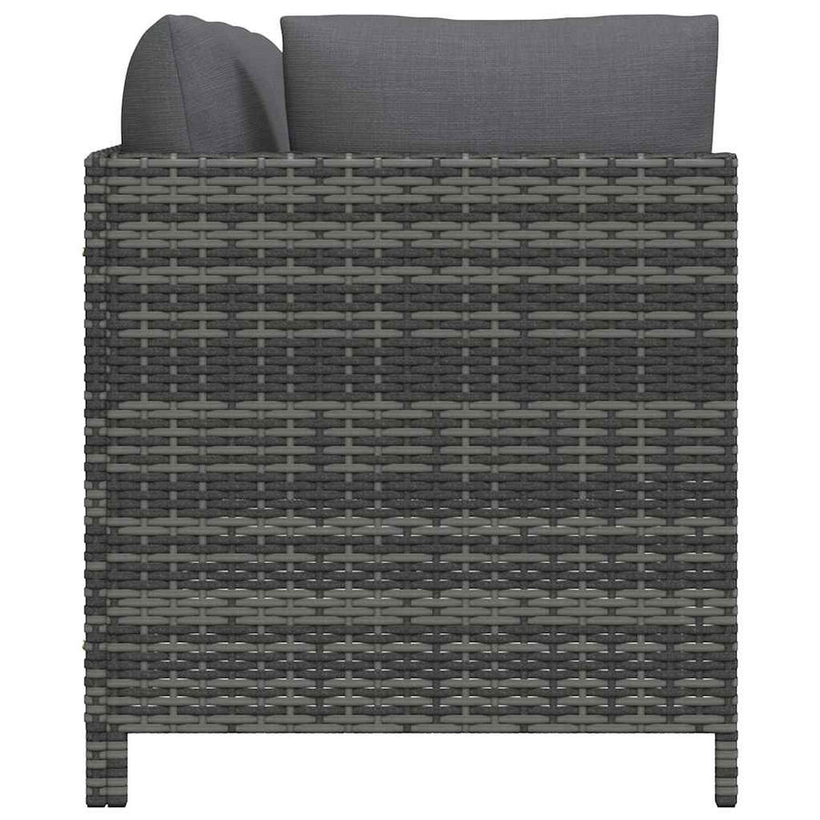 4-Seater Garden Sofa with Cushions Grey Poly Rattan