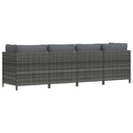 4-Seater Garden Sofa with Cushions Grey Poly Rattan