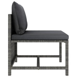 4-Seater Garden Sofa with Cushions Grey Poly Rattan - Low Angle