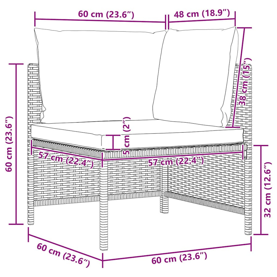 4-Seater Garden Sofa with Cushions Grey Poly Rattan