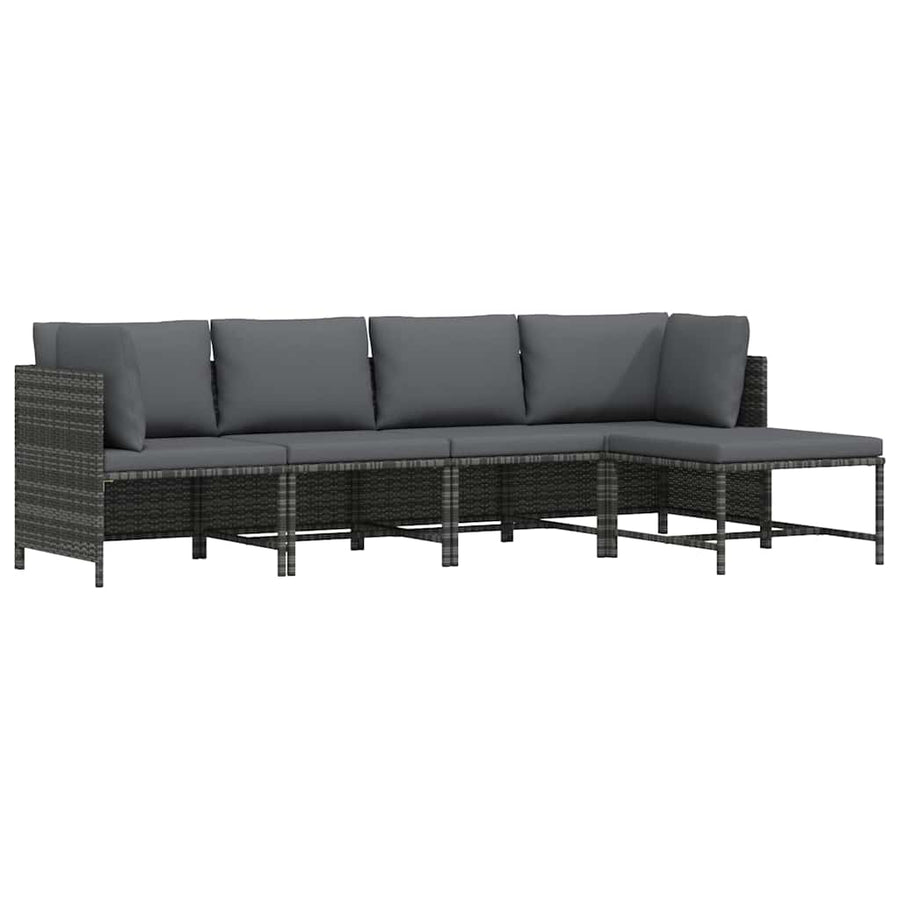 4 Piece Garden Lounge Set with Cushions Poly Rattan Grey