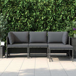 4 Piece Garden Lounge Set with Cushions Poly Rattan Grey