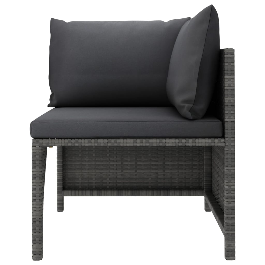 4 Piece Garden Lounge Set with Cushions Poly Rattan Grey