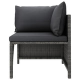 4 Piece Garden Lounge Set with Cushions Poly Rattan Grey