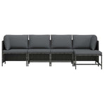 4 Piece Garden Lounge Set with Cushions Poly Rattan Grey