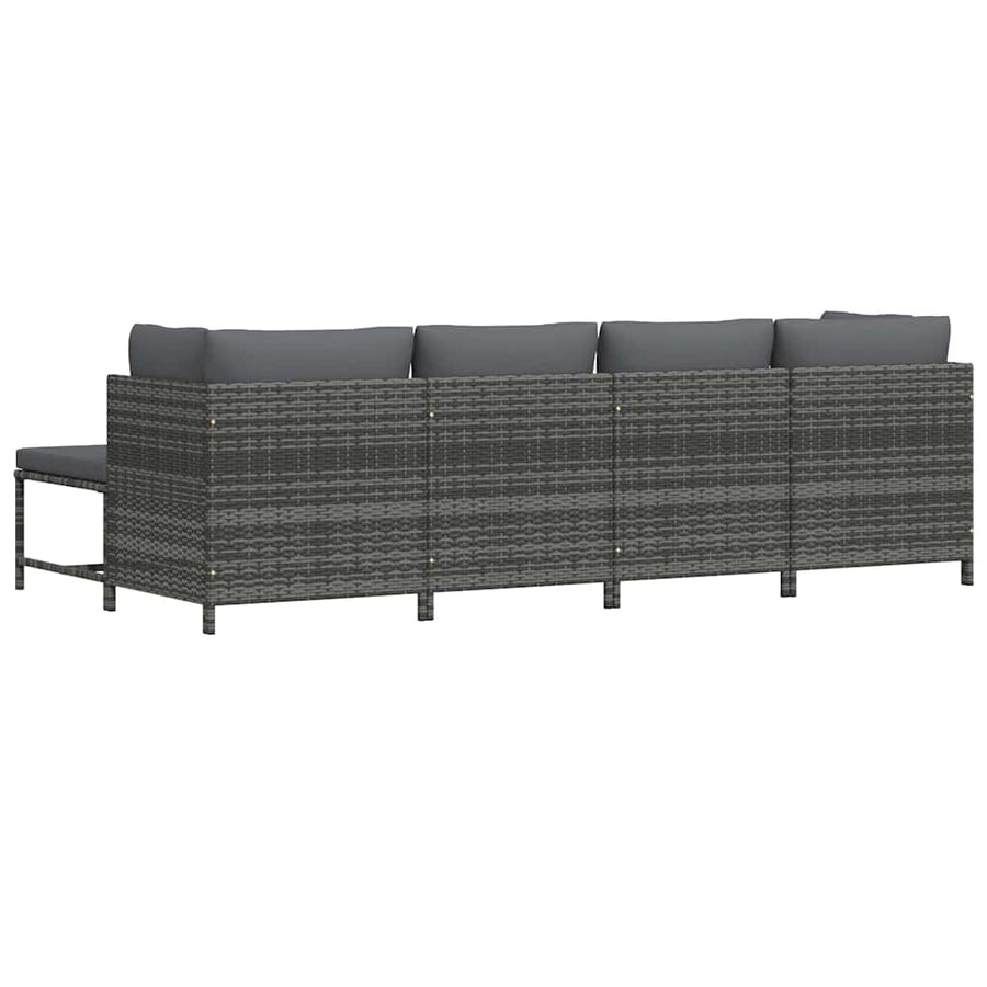 4 Piece Garden Lounge Set with Cushions Poly Rattan Grey
